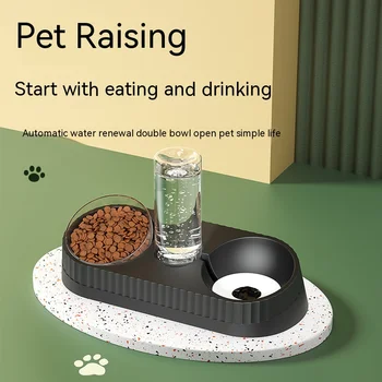 Кошачья миска двойная чаша защита шейного позвонка автоматическая миска для еды пищевая посуда миска для собак кошка миска для домашних животных автоматическая кормушка