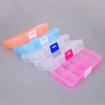  10 сеток 7 цветов выбрать регулируемые ювелирные изделия бусины таблетки для ногтей наконечники для ногтей коробка для хранения чехол жесткий прозрачный пластиковый ящик для инструментов для ювелирных изделий