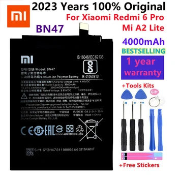 100% новый оригинальный настоящий аккумулятор BN47 емкостью 4000 мАч с клейкой наклейкой для Xiaomi Redmi 6 Pro 6Pro / для батареи Xiaomi Mi A2 Lite +Инструменты
