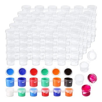 100 полосок 600 горшков пустые полоски для краски Чашка для краски Прозрачные пластиковые контейнеры для хранения Принадлежности для рукоделия (3 мл/ 0,1 унции)