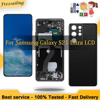 100% протестированный AMOLED ЖК-дисплей для Samsung Galaxy S21 Ultra 5G LCD G998F G998B ЖК-дисплей с сенсорным экраном Дигитайзер