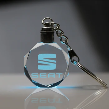 1шт 3D хрусталь стекло металлический многоцветный лампа брелок для Seat badge автомобильный стайлинг авто аксессуары унисекс бизнес подарки брелок