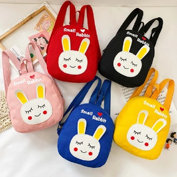 2020 Симпатичный рюкзак с принтом кролика Модный прекрасный мультяшный холст Повседневная школьная сумка на молнии Прочный ранец для детей Мальчики Девочки
