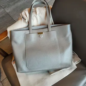 2022 Винтажная большая сумка-шоппер формата A4 100% женская сумка из натуральной натуральной кожи Натуральная итальянская эластичная сумка из телячьей кожи