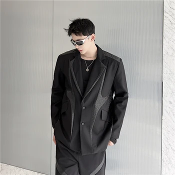 2022 Осень в корейском стиле Уникальный дизайнерский костюм с пайетками мужской повседневный свободный костюм для мужчин M-XL