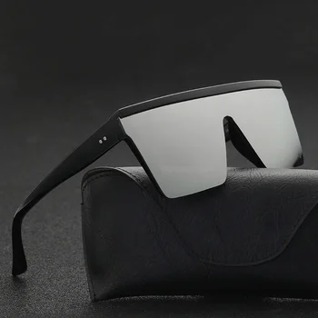2023 Винтажные мужские мужские солнцезащитные очки с плоским верхом Черные квадратные оттенки UV400 Градиентные солнцезащитные очки для женщин Cool Цельный дизайн