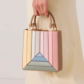 2023 Новая турецкая дизайнерская сумка с верхней ручкой с небольшой геометрической формой и плиссированными диагональными женскими сумками