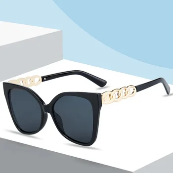 2023 Новые солнцезащитные очки «кошачий глаз» Мужские и женские прямоугольные очки Бренд Дизайн Цепочка Солнцезащитные очки Высокое качество Oculos De Sol UV400