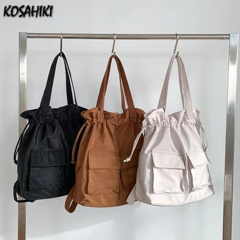 2024 Модные плиссированные сумки через плечо с индивидуальностью Korean Ins Y2k Solid Casual Underarm Сумка Простые женские рюкзаки большой вместимости