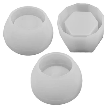 3 шт./комплект Кристалл Эпоксидная смола Форма Круглая чаша Шестигранная чашка Посуда Силиконовая форма