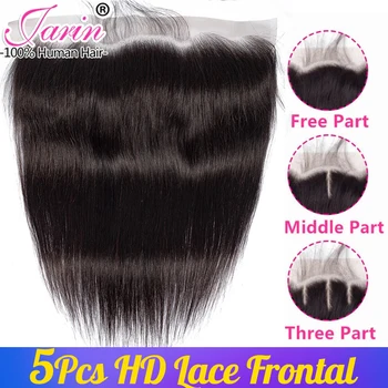 5 шт. hd прозрачный 13x4 кружева фронтальный 100% человеческие волосы бразильский прямой кружевной застежка для черных женщин реми джарин оптом