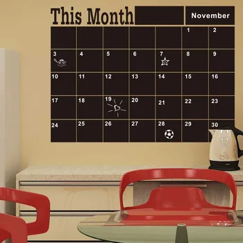 60 * 92 см Ежемесячный календарь Меловая доска Наклейка на стену Съемные MEMO Доска Виниловые наклейки Офис Школа Черная доска