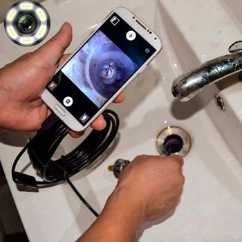 7,0/5,5 мм 6 светодиодов Эндоскопическая камера IP67 Водонепроницаемые регулируемые гибкие инспекционные бороскопические камеры для Android Phone PC