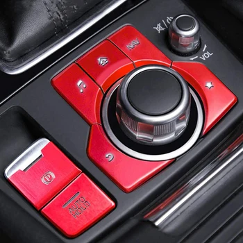 7 шт. Красная крышка мультимедийной кнопки с электронным ручным тормозом для Mazda 3 6 CX-5 CX-9 2016-2020 Наклейка на центральную консоль