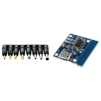 8 комплектов Универсальный разъем постоянного тока Штепсельный преобразователь с Micro-USB 1A Li-Ion 18650 Зарядное устройство Зарядка TP4056 Модульная плата