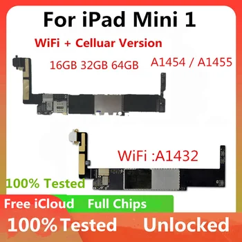 A1432 Wi-Fi ВерсияДля iPad Mini 1 A1454 A1455 Материнская плата WiFi + Celluar Оригинальная логическая плата разблокирована официальная с материнской платой ОС