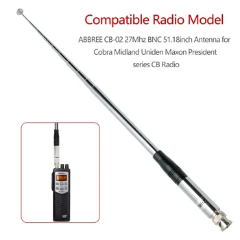 ABBREE Telcscopic Портативная CB-антенна 27 МГц с разъемом BNC, совместимая с портативной CB-радиостанцией Cobra Midland Uniden