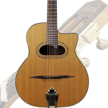  Aiersi Brand Gloss Finish Solid Cedar Top D Hole Grande Bouche Gypsy Jazz Guitar Handmade String Instrument для продажи