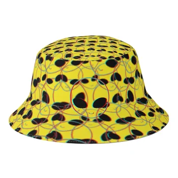Alien Trippy Fisherman Hats Мальчики Девочки Складные Космические Весенние Шляпы-Ведра Пляж Шляпа Солнцезащитный Крем