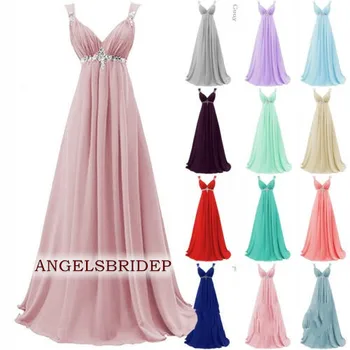 ANGELSBRIDEP Длинные платья подружек невесты A-силуэта Шифон Модный ремешок Аппликация Vestido da dama de honra Вечерние платья для вечеринок