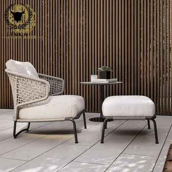Custom Nordic для отдыха на открытом воздухе диван из массива дерева плетеный ротанг водонепроницаемый внутренний двор терраса двуспальный одноместный журнальный столик диван
