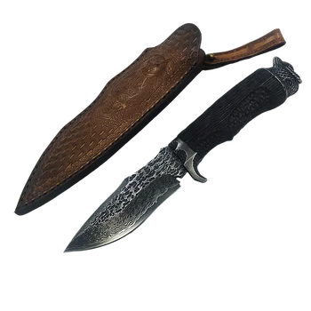 Damascus Steel VG10 Фиксированный клинок Выживание Скалолазание Охотничий нож Кемпинг Инструмент ручной работы с ножнами для путешествий