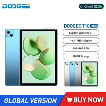 DOOGEE T10 Планшетный ПК Восьмиядерный 8 ГБ + 7 ГБ ОЗУ 128 ГБ ПЗУ 8300 мАч Аккумулятор 13-мегапиксельная камера 10,1-дюймовый FHD Fullview Дисплей Android 12