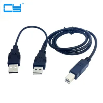 Dual USB 2.0 Macho para B Padrao Masculino Y Cable 80 cm para Impressora & Scanner & Disco Rigido Externo unidade