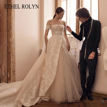 ETHEL ROLYN A-Line Свадебное платье 2023 С открытыми плечами Принцесса Невеста Без бретелек Вышивка бисером Свадебное платье Vestidos De Novia