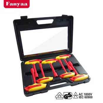Fanyaa 8-14 мм VDE Изолированная гайка с Т-образной ручкой Шестигранный ключ Наборы ключей 7шт Электрики Инструменты 1000 В переменного тока Сделано в Тайване