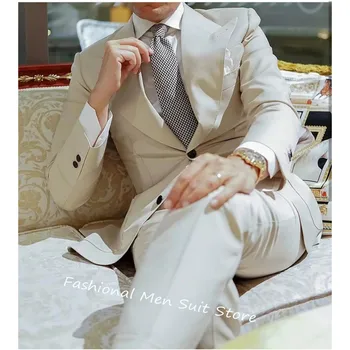 Full Мужчины Костюмы Широкий Остроконечный Лацкан Свадьба Жених Смокинг Костюм Homme Slim Fit Terno Masculino Prom Party Blazer 2 шт. Куртка + брюки