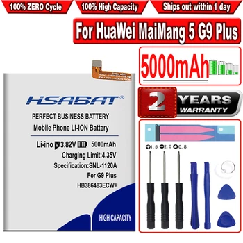 HSABAT 5000mAh HB386483ECW+ Аккумулятор для HuaWei MaiMang 5 G9 Plus MLA-AL00 MLA-AL10 G9Plus Honor 6X