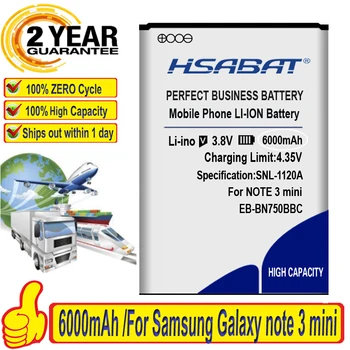 HSABAT 6000mAh EB-BN750BBC Аккумулятор для Samsung Galaxy Note III Neo /Note 3 neo /N7505 N750 N7502 Note 3 mini/ N7506V N7508V