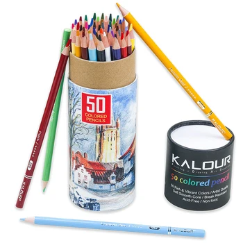 Kalour 50 Color Профессиональные деревянные цветные карандаши Набор масляных рисунков Эскиз Цветной карандаш для школы Рисовать эскиз Художественные принадлежности