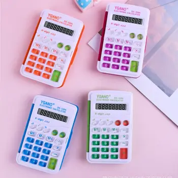 Kawaii Электронный калькулятор с обложкой Конфеты Цвет Мини Флип Бухгалтер Калькулятор Портативный Финансовый Арифметический Калькулятор