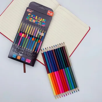 Office 12 шт. 24 цвета цветные цветные аксессуары карандаш школьный рисунок суппли канцелярские принадлежности для свинцовых деревянных карандашей двухголовые