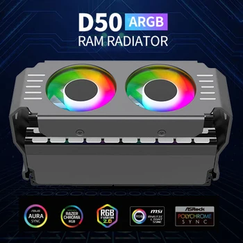 RAM Memory Cooler 4Pin PWM / 5V 3Pin ARGB Радиатор охлаждения памяти ПК 1000-4500+об/мин с двойным 120-мм вентилятором для охлаждения DDR4 DDR5