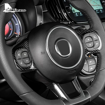 Real Hard Carbon Fiber Автомобильная наклейка на крышку кнопки рулевого колеса для Fiat 500 2020 2021 2022 2023 Аксессуары для отделки салона