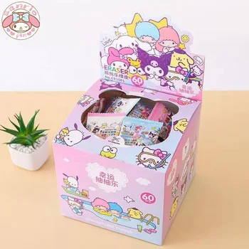Sanrio Новый ластик 60шт Kawaii Hello Kitty Kuromi Cinnamoroll Насос Ластик Студенческие канцелярские принадлежности Детские подарки Игрушки