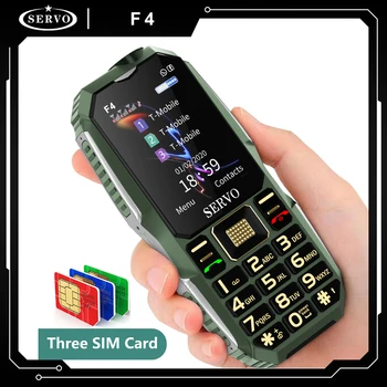 SERVO F4 Три SIM-карты Мобильный телефон Power Bank Фонарик Волшебный голос FM-радио Большая кнопка GSM 2G дешевый мобильный телефон для пожилых людей