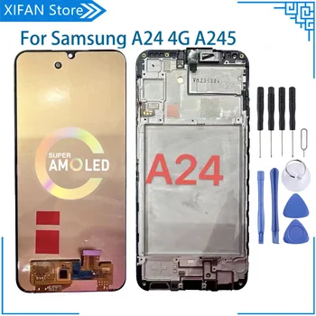 Super Amoled для A24 4G LCD с рамкой для Samsung Galaxy A24 4G A245F ЖК-дисплей Сенсорный экран Дигитайзер Запасные части