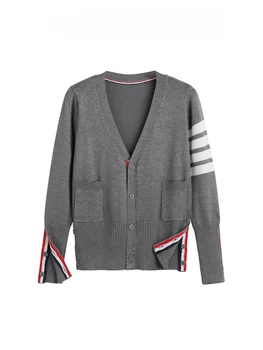 Sweet Girl Британский стиль преппи Трикотажный кардиган Женский V-образный вырез Свободный универсальный свитер с длинными рукавами Пальто Мода Женская одежда