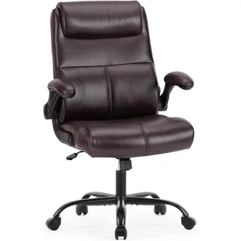 Sweetcrispy Эргономичное кресло для офиса руководителя: Рабочий стул со средней спинкой и колесиками Компьютерное кресло с поясничной опорой Высота