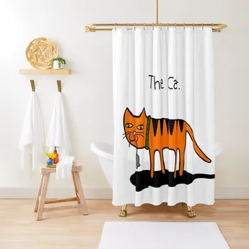 The Cat - оранжевая кошка Занавеска для душа Ванная комната Деко Душ для ванных комнат Водонепроницаемый душ для ванной