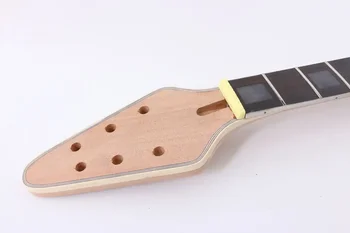 Yinfente Незаконченный 22-ладовый гриф гитары 24,75 дюйма Замена для Flying V-образный блок головки Инкрустация палисандровой накладки грифа Набор в каблук