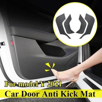  Автомобильная дверь Anti Kick Коврик Дверь Пыленепроницаемая панель Крышка Отделка двери Защита от удара для Tesla Model Y 2021