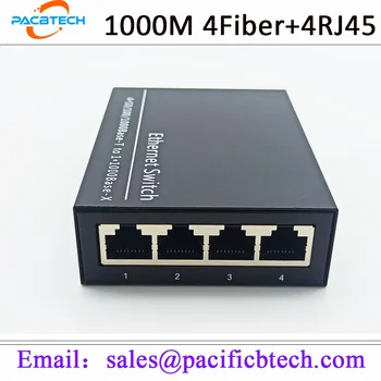 Гигабитный Ethernet Оптоволоконный коммутатор Медиаконвертер 2Волоконный порт 4RJ45 Оптоволоконный трансивер 20KM SC Одномодовый 100/1000M