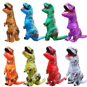 Горячие надувные костюмы динозавров костюм платье T-Rex Аниме Вечеринка Косплей Карнавал Хэллоуин Костюм Для Мужчины Женщины Взрослые Дети