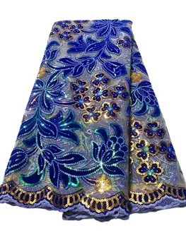 Горячие продажи Роскошные мягкие вышивки Тюль Бархатное кружево с тканью Sequince для вечернего платья для вечеринки NN7232_V