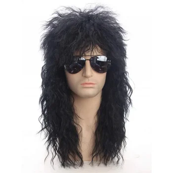 Длинный кудрявый системный парик серый черный парик с челкой мужской косплей хэллоуин парики пухлый высокотемпературный волокно для молодых мужчин